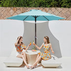 JEAREY 7.5FT Patio Umbrella Outdoor Market Umbrella with 6 Sturdy Ribs, Push Button Tilt/Crank Table Umbrella for Garden, Deck, Backyard and Pool, Baby Blue