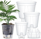 Self Watering Pots for Indoor Plants with Deep Reservoir and High Drainage Holes for Outdoor Plants and Flowers, Bare Root Planter(4.72'', 5.91'', 7.09'',Clear,3 Pcs)