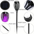 4 Pack Outdoor Solar Flame Light,Solar Lights Outdoor for Garden Decorations with Flickering Flame,IP65 Waterproof Solar Powered Yard Lights Torch Light for Lawn Patio Pathway (Purple)