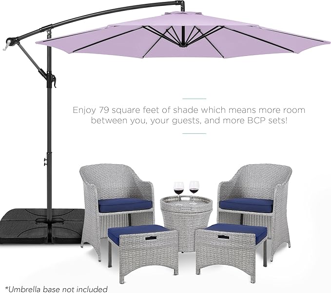 Best Choice Products 10ft Offset Cantilever Hanging Market Patio Umbrella, 8 Sturdy Ribs, Easy Adjustment - Lavender
