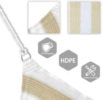 Patio Paradise 12' x 12' x 12' Sun Shade Sail Triangle Canopy Shade Cloth Fabric Sunlight Block Patio Pergola Cover HDPE Deck Awning for Outdoor Backyard Roof Shading, Beige White Strip