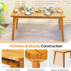 VINGLI Rectangular Outdoor Dining Table, Solid Cedar Wood Patio Table for 4-6 People, Waterproof Garden Table for Yard, Deck, Poolside (Teak)