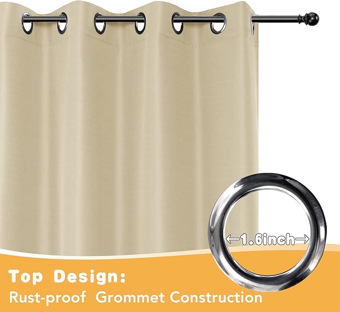 HolidayIdeas Extra Wide Outdoor Curtains for Patio Waterproof, 4 Panels - 110 x 95 Inch - Privacy & Light Filtering Curtains Cream Grommet Outside Curtains for Porch, Gazebo, Pergola, Backyard