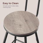 Bar Stools, Set of 2 Bar Chairs with Backrest and Footrest, 26" Tall Counter Stools, Metal Frame, Adjustable Feet, Easy Assembly, for Kitchen, Living Room, Pub, Greige BAHG6001