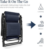 Best Choice Products Oversized Padded Zero Gravity Chair, Folding Outdoor Patio Recliner, XL Anti Gravity Lounger for Backyard w/Headrest, Cup Holder, Side Tray, Polyester Mesh - Navy Blue