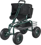 VEVOR Garden Seat with Wheels, Rolling Garden Stool with Height Adjustable & 360° Swivel Seat, 400lbs Weight Capacity, Gardening Cart Bench, Ergonomic Backrest & Tool Storage, for Yard, Patio