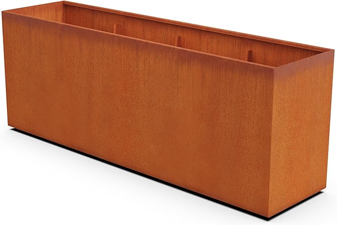 PLANTERCRAFT Corten Steel Planter Rectangle Outdoor Metal Garden Box Heavy Duty | Made in USA | Fully Assembled