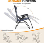 NEWBULIG Zero Gravity Chair Set of 2, Lounge Chair Folding Portable Adjustable Camping Reclining Chairs with Adjustable Pollow, Mesh Back, Cup Holder Trays Lawn Patio Chair for Pool Beach - Blue