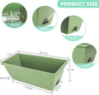 Window Box Planter, 12 Pack Plastic Vegetable Flower Planters Boxes 17 Inches Rectangular Flower Pots with Saucers for Indoor Outdoor Garden, Patio, Home Decor (Brick RED) (Aqua)