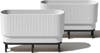 Veradek Demi Series Raised Long Planter for Indoor/Outdoor Use | Made from Plastic & Stone w/Wooden Stand | Modern Patio Décor for Flowers/Shrubs