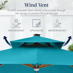 Best Choice Products 10ft Square Cantilever Patio Umbrella w/Base Included, Woodgrain Pattern Pole & Solar LED Lights, 360-Rotation, Offset Hanging Outdoor Shade - Cerulean