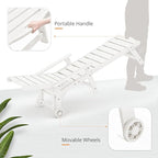 LUE BONA Chaise Lounge Chair with Table, 6-Piece, HDPS Chaise Lounger, 5 Positions Adjustable Lounge Chairs, Pool Lounge Chair with Wheels for Poolside, Backyard, White