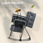 EVER ADVANCED Lightweight Folding Rocking Camping Chair, Padded Portable Rocker Chair for Patio, Lawn and Outdoors, Heavy Duty Hard Armchair for Adults, Grey