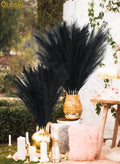 Artificial Pampas Grass Stems, 8 Pack 35 Inch Black Silk Plumes