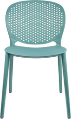 2xhome Set of 4 Patio Dining Chairs | Modern Stackable Outdoor Pool Side Chair | Weather Resistant Plastic for Yard, Porch, Balcony, Kitchen, Teal