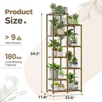 Bamworld Plant Stand Indoor Tall Plant Shelf Outdoor Corner Plants Table Wood Flower Stand for Living Room Balcony and Garden (9 pots)