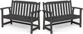 Ciokea 49" Heavy Duty Outdoor Bench Set of 2, HDPE Weatherproof Garden Bench, 2-Person Memorial Benches with 660 Lbs, Waterproof Patio Porch Benches for Outside Business Deck Office Backyard, Black
