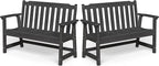 Ciokea 49" Heavy Duty Outdoor Bench Set of 2, HDPE Weatherproof Garden Bench, 2-Person Memorial Benches with 660 Lbs, Waterproof Patio Porch Benches for Outside Business Deck Office Backyard, Black