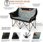 EMERIT Oversized Fully Padded Camping Chair, Heavy Duty 650LB Folding Camping Loveseat, Quad Fold Double Camping Couch with Cup Holders & Carry Bag for Outdoor, Lawn, Sports Events | HIgh Back, Rip resistance, Extra Wide Design, Cross-bracing Hubs, Eas...