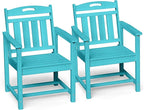 Ciokea HDPE Outdoor Patio Dining Chairs Set of 2, All-Weather Porch Chair with Wide Seat, Durable Outdoor Furniture for Backyard, Garden, Lawn & Poolside, Lake Blue