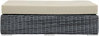Modway Summon Wicker Rattan Outdoor Patio Sunbrella® Fabric Rectangle Ottoman in Canvas Antique Beige