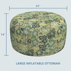 LVTXIII Inflatable Stool Ottoman Footrest with Handle, Decorative Fade-Resistant Foot Stool, Indoor or Outdoor Pouf for Home Garden and Camping Use, 31x31x14, Green Rose
