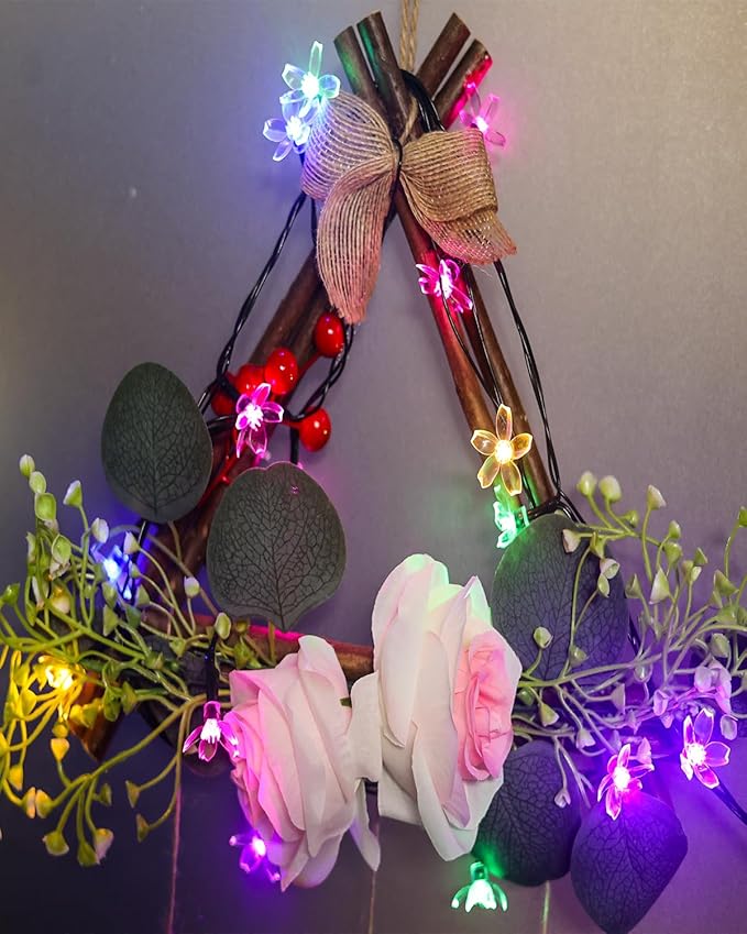 Indoor Flower String Lights, 33 ft 100 LED Multicolor Cherry Blossom