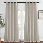 NICETOWN Blackout Natural Curtain for Living Room - Grommet Thermal Insulated Solid Room Darkening Thermal Curtain Drape Sound Reducing for Bedroom (1 Panel, W52 x L120)