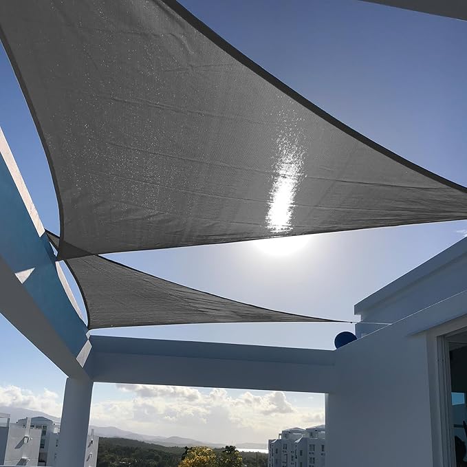 SUNNY GUARD Custom Size 7'x16'x16' Triangle Dark Grey UV Block Sunshade for Backyard Yard Deck Patio Garden Outdoor Activities and Facility(Customized)