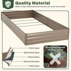 DTIG Galvanized Raised Garden Bed with Trellis, 6×3×1 FT 2 Pack Outdoor Garden Bed, Upgraded 4×3 Support, Brown