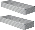 10x2x1ft(2 Pack) Galvanized Raised Garden Bed,Outdoor Planter Boxes Metal Patio Kit Planting Bed for Vegetables Flowers,Silver