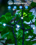 Brightown Solar Outdoor String Lights - 50 FT 120 LED Solar String Lights for Outside with 8 Lighting Modes, IP65 Waterproof Solar Outdoor Lights, Suitable for Tree Party Decor, Cool White