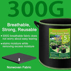 NACHLYNN 5-Pack 7 Gallon Grow Bags Thickened Nonwoven Fabric Pots with Handles Heavy Duty Aeration Fabric Pots Plant or Fruits Flowers Plant for Gardening