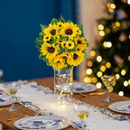 Artificial Flowers Yellow Silk Sunflower Half Ball Centerpiece with Zip Ties