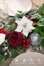 Artificial Eucalyptus Garland 6FT Red Table Runner with Willow Leaves