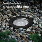 LEONLITE Dia. 4 Inch 5CCT Well Lights Landscape LED In Ground, 5 Color Temperature Selectable, 12-24V AC/DC CRI90 Low Voltage Outdoor Garden Landscaping, Aluminum Housing, Black, Pack of 6