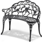VEVOR 480 lbs Load Capacity, 38.8 inches Metal, Outdoor Backrest and Armrests, Patio Bench for Garden, Park, Yard, Front Porch, Black