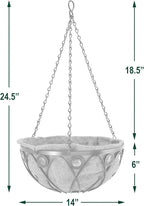 Arcadia Emerald Series Round Hanging Basket Planters, 14-Inch