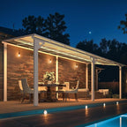 AECOJOY 20' x 8' White Outdoor Gazebo for Patio, Large Wall-Mounted Hard Top 8x20 Lean to Metal Gazebo Shelter Pergolas and Gazebos Clearance with Patio Roof, Heavy Duty Awnings for Patio, Decks