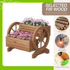 Wooden Wagon Planter Outdoor Flower Cart with Wheels Garden Planter, Decor Planter for Patio Balcony Decoration Succulent Flower Pot for Indoor Backyard Balcon Yard Decor planters (Brown)