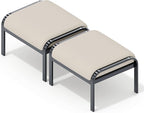 HOMREST Metal Outdoor Ottoman, 3-Piece Aluminum Footstool w/Removable Cushion, Multipurpose Footrest Stool with Coffee Side Table Additional Seating, Set of 3 Outdoor Ottomans for Patio Deck (Beige)