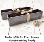 Wood Window Box Planter, 2 Pcs Rectangular Planter Boxes with Removable Plastic Liners, Long Indoor Window Box for Flowers & Succulents, 17.3 x 3.9 x 3.9 Inches