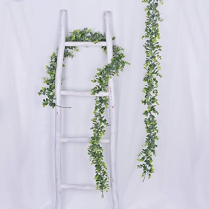 Grey Green Artificial Eucalyptus Garland, 6 Pack, 6 Ft Plastic Greenery