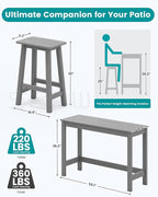 SERWALL 3-Piece Outdoor Bar Set, Rectangular All Weather HDPE Bar Height Patio Set, Outdoor High Top Table and Stools for for Outside, Poolside, Backyard, Garden, Grey