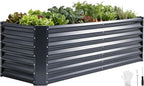 6x2x2ft Raised Garden Bed - Galvanized Deep Root Planter Boxes Outdoor with Wing Nuts and Safety Edges for Gardening Vegetables, Flowers, Herbs, Succulents - Gray