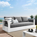 Modway Tahoe Aluminum Outdoor Patio Sofa in White Charcoal