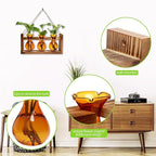 Terrarium Propagation Station, 3 Amber Glass Bulbs with Wooden Stand