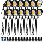 ZUCKEO 10W Landscape Lighting Low Voltage LED Landscape Lights, IP66 Waterproof Landscape Spotlights Yard Lawn Garden Outdoor Lights 12V 24V 1000LM Warm White (12Pack with Connectors)