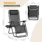 NEWBULIG Zero Gravity Chair Set of 2, Lounge Chair Folding Portable Adjustable Camping Reclining Chairs with Adjustable Pollow, Mesh Back, Cup Holder Trays Lawn Patio Chair for Pool Beach - Black