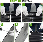 G GOOD GAIN Raised Garden Beds - 8x2x1.4ft Galvanized Planter Boxes Kit with Protective Tape & Gloves & Tools | Oval Metal Outdoor Raised Bed for Gardening Vegetables, Fruits, Flowers, Herbs, Grey